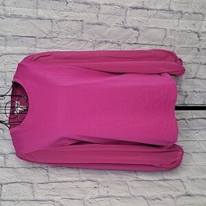 CALVIN KLEIN Pink Sheer Long Sleeves‎ Blouse S/P